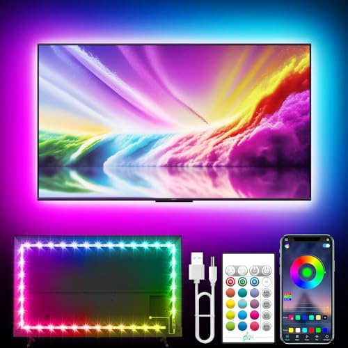 Tyute TV LED Lights, 13.1ft LED Lights for 40-65 Inch TV Behind Lighting, RGB Color Changing TV Backlight with APP & Remote Control, Music Sync USB LED Strip Light for Bedroom Gaming Room Decor