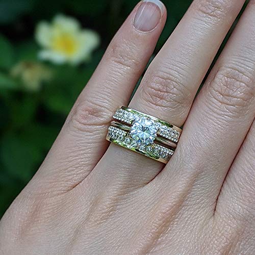 TwoBirch Yellow Gold Plated Sterling Silver Combination Cathedral and Classic Ring Guard With Cubic Zirconia (1.01 ct.)2