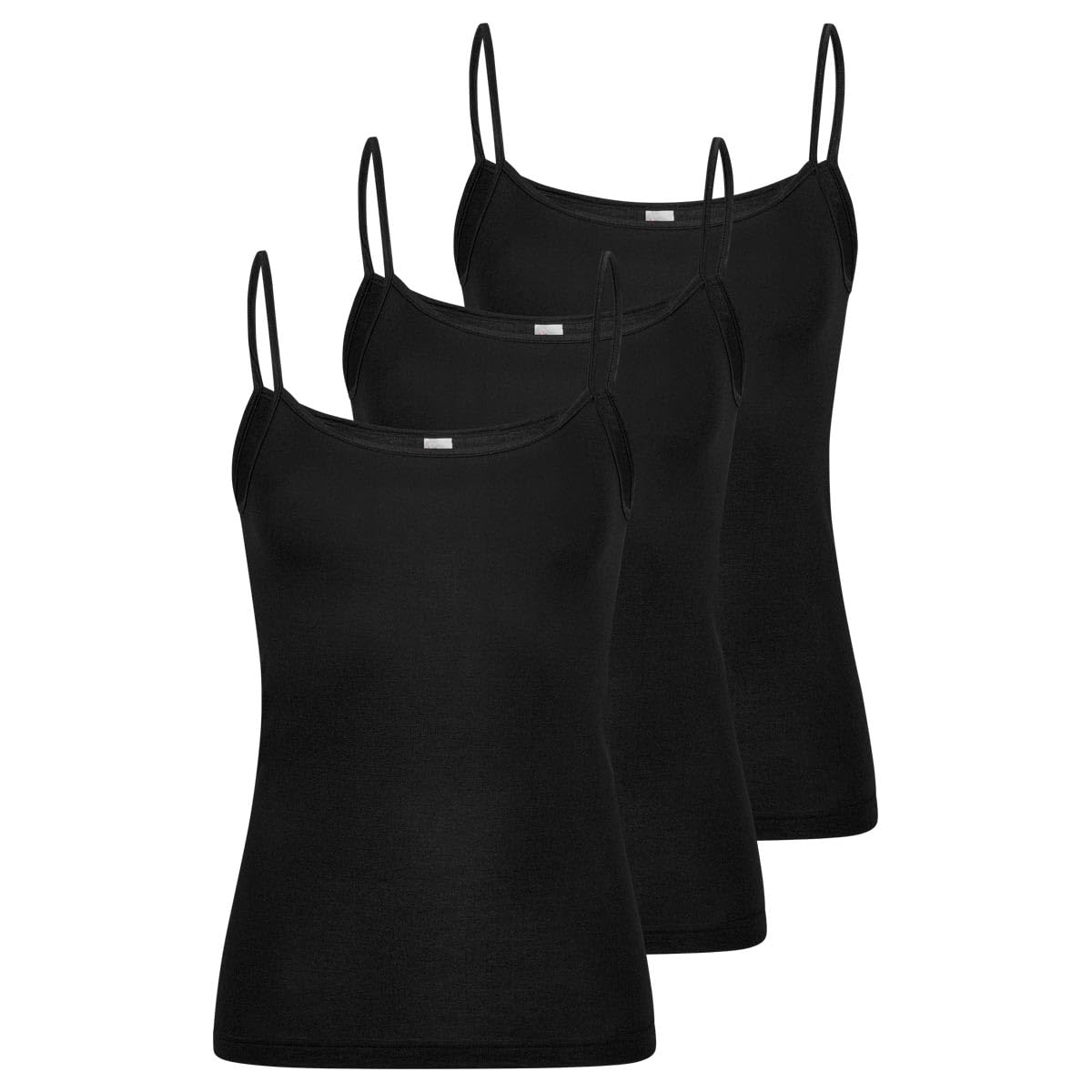 Nina von C. 3er Pack Damen Spaghetti Top Motion – Weiches, nahtloses Modal mit Elastan – Schmale Satinabschlüsse, Flache Kanten – Bequeme Passform für Alltag und Freizeit – Hautfreundlich
