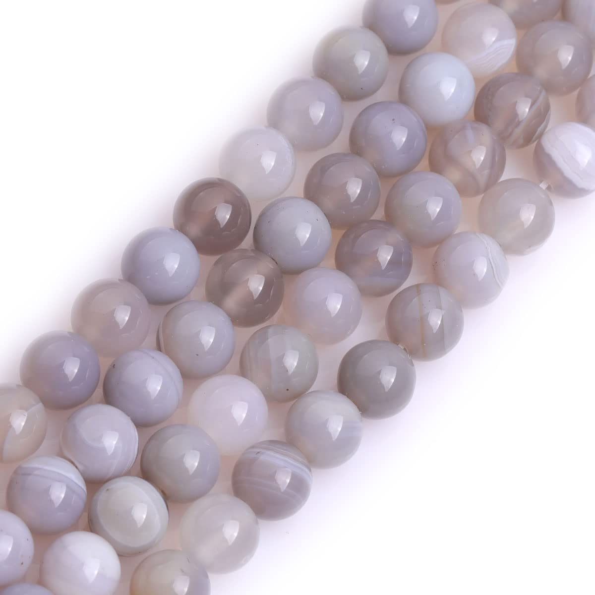 JOE FOREMAN 8mm Gray Onyx Agate Natural Stone Round Bead Semi Precious Gemstone Loose Beads for Jewelry Making 15" Beaded Strand DIY Handmade Craft Supplies