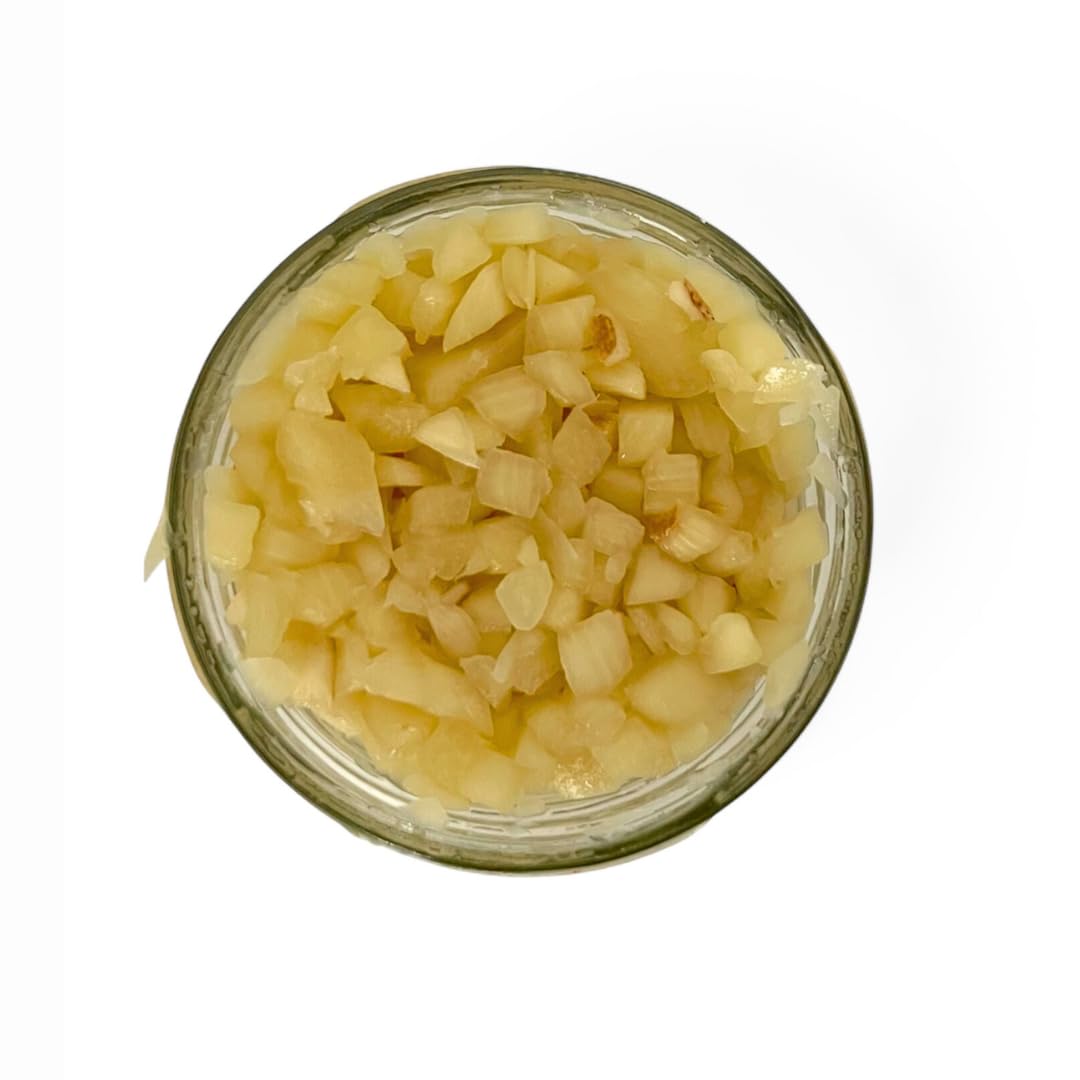 Hymor frischer lila Knoblauch gewürfelt 6x 150g im Glas I.G.P. – Ajo Morado aus Spanien Las Pedroñeras - intensiv-würziger Geschmack - ideal für Dips, Marinaden, Tapas, Pasta & Paella
