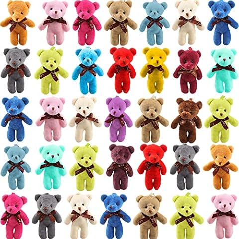 Haconba 51 Packs Mini Teddy Bear Toy Plush Stuffed Tiny Bear Doll for DIY Keychain Birthday Wedding Xmas Party Favor, 17 Colors Cover