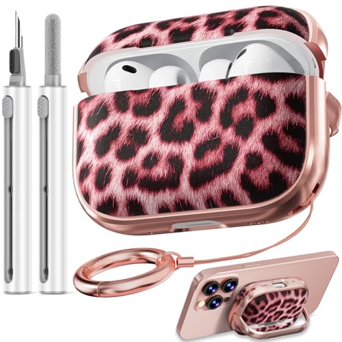 Image of Inesore for AirPods Pro 3 Case Cover 2025 with Lock-Pink Jaguar | Two-Piece Design,with Gold Keychain & Clean Pen, As Phone Stand,Support Wireless Charging,Cute Luxury Case for Women Girly