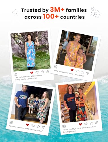 Image of PATPAT Family Matching Outfits Mommy and Me Dresses Hawaiian Tropical Vacation Beach Spaghetti Strap Dress and Shirt