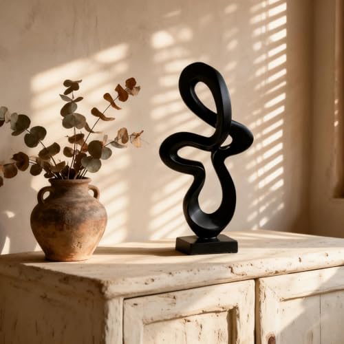 Estatua abstracta moderna de resina negra miniatura 6
