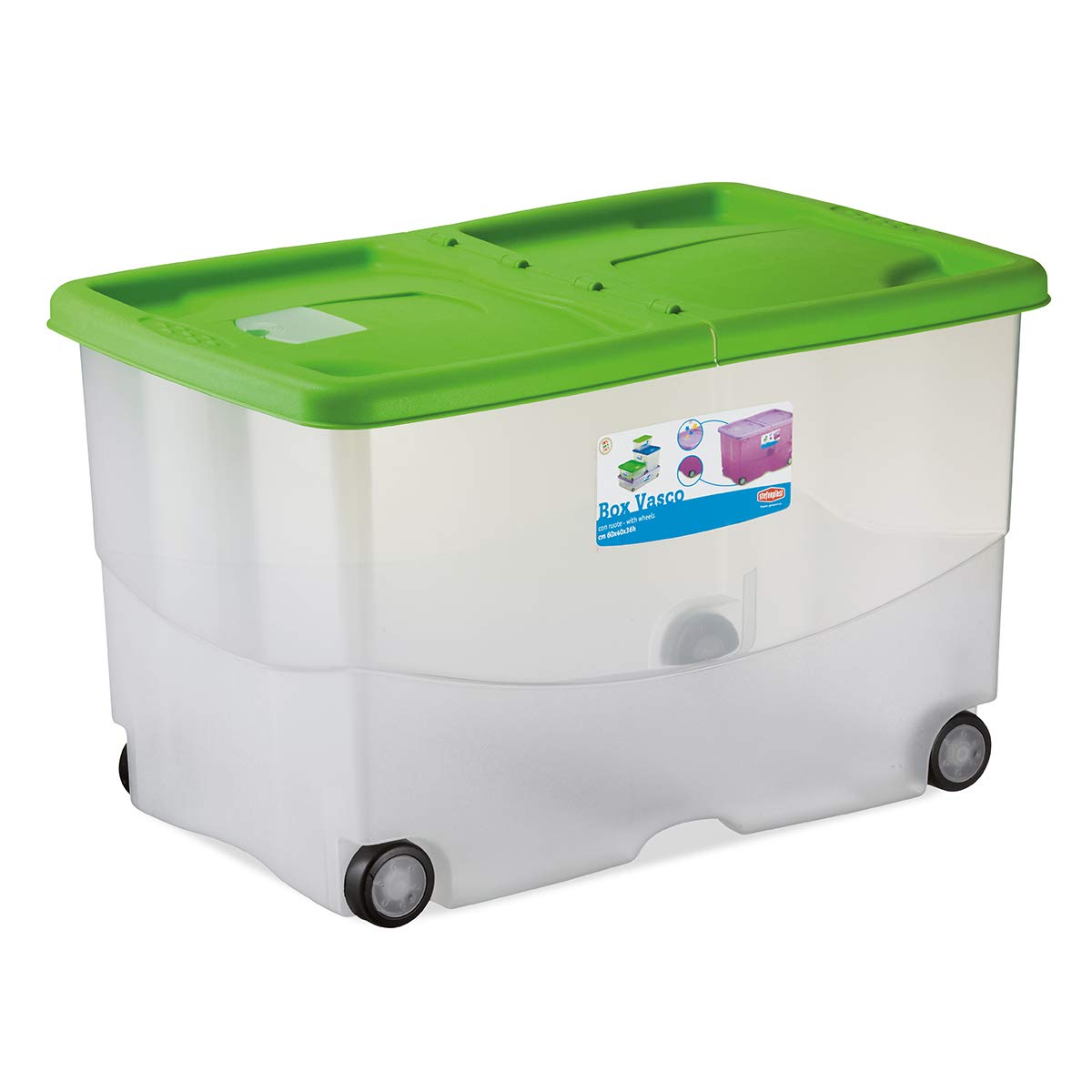 Stefanplast Vasco Scatola con Coperchio e Ruote, Plastica, Colori Assortiti
