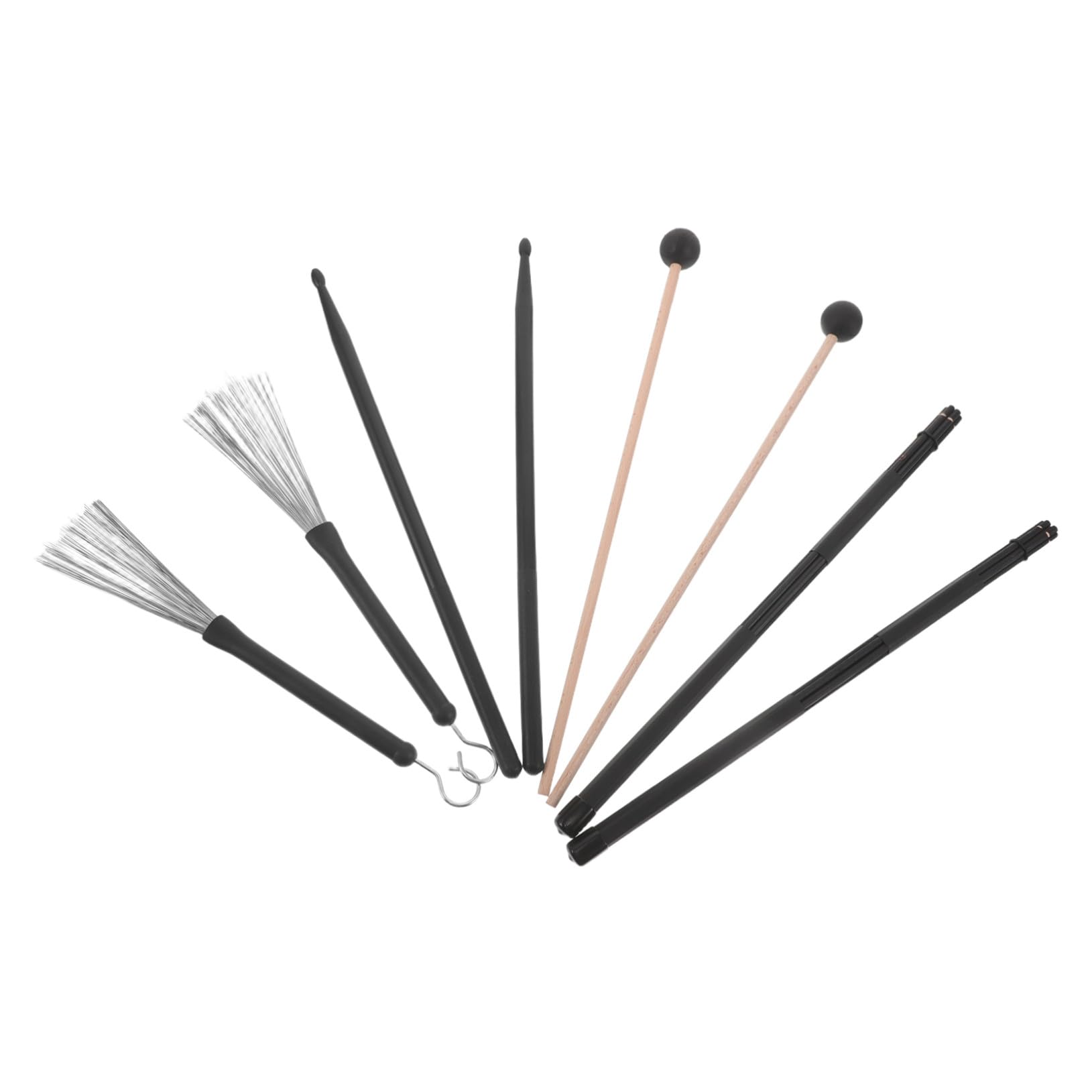 SUPVOX Baguettes De Batterie Bois Balais Métalliques Baguettes Nylon Maillets Pour Percussion Accessoires De Batterie Avec Housse De Rangement