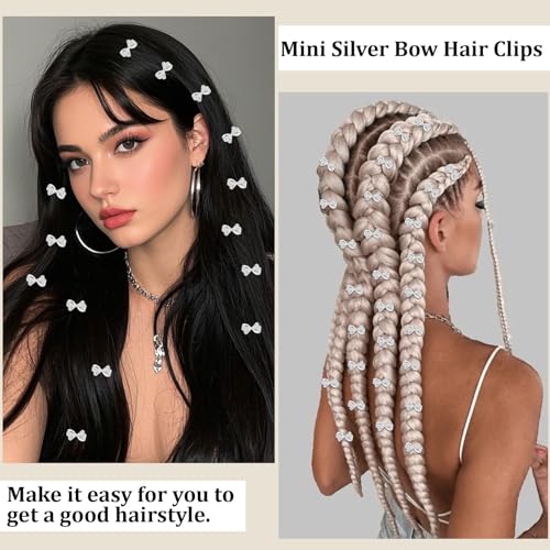Pinzas de cabello con lazo plateado mini 20 piezas miniatura 4