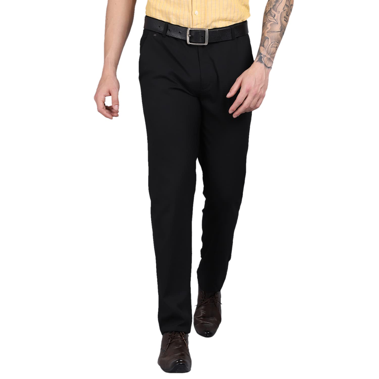 Men Black Regular Fit Formal Trouser (P_MTRF00063_Black)