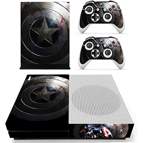 Xbox One S Captain America Shield Console Skin, Decal, Vinyl, Sticker, Faceplate - Console and 2 Controllers - Protective Cover XBOX ONE S Cover