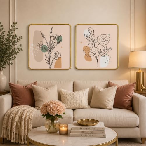 Image of RANDOM Premium Square Wall Painting Set of 2, 38 x 38 cm (Square Painting Flower)