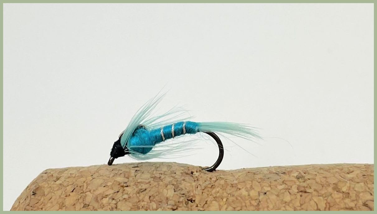 Barbless Teal Blue Damsel Nymph Trout Flies Choice of size and quantity excellent natural nymph pattern for fly fishing (12, Mixed)