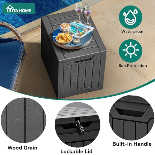 image for YITAHOME 31 Gallon Outdoor Storage Box, Resin Deck Box and Waterproof 