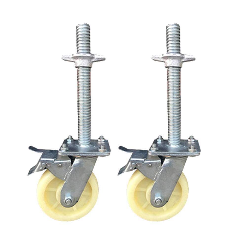 Ruedas, 2 uds, Ruedas giratorias con Frenos, Ruedas móviles for Andamios, Ruedas giratorias de Alta Resistencia, Carga de 400Kg(White)