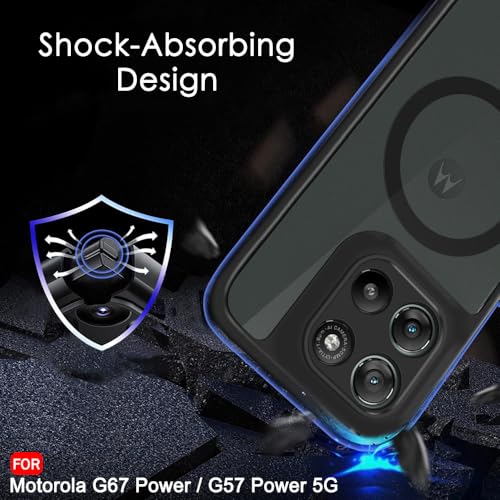 Image of TheGiftKart Hybrid Shockproof Back Cover Case for Motorola Moto G67 Power / G57 Power 5G Compatible with MagSafe | Hard Back Cover Case (PC & TPU, Translucent Smoke Matte Back, Black Sides)