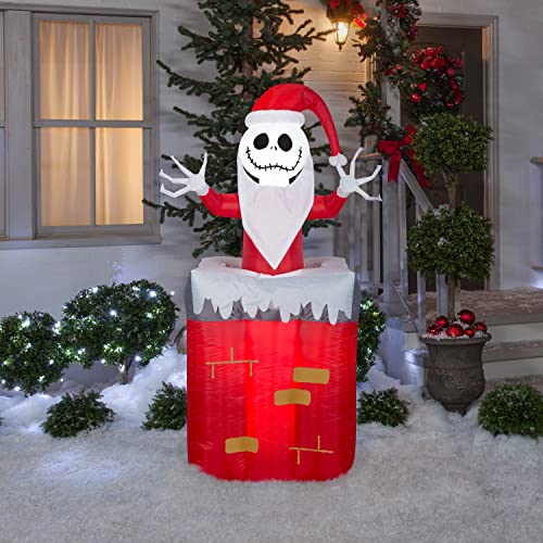 Gemmy Animated Christmas Airblown Inflatable Inflatable Jack Skellington in Chimney, red