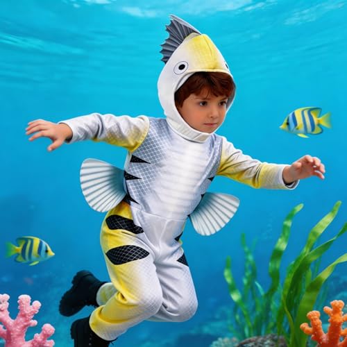 Disfraz infantil unisex de pez plano para Halloween miniatura 6