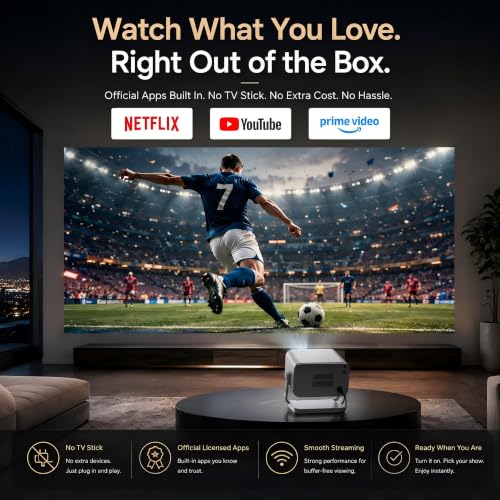 Image of [4200 ANSI & Now with Netflix] 4K Projector with WiFi and Bluetooth for Display Booths, Auto Focus Keystone Smart Projector , Voplls Slide Proyector Adjustable Slides & Film Negatives(silver grey）