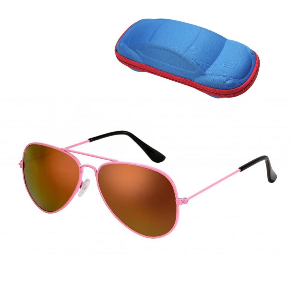 WODISON UV Protection Kids Aviator Sunglasses with Case Children Eyeglass