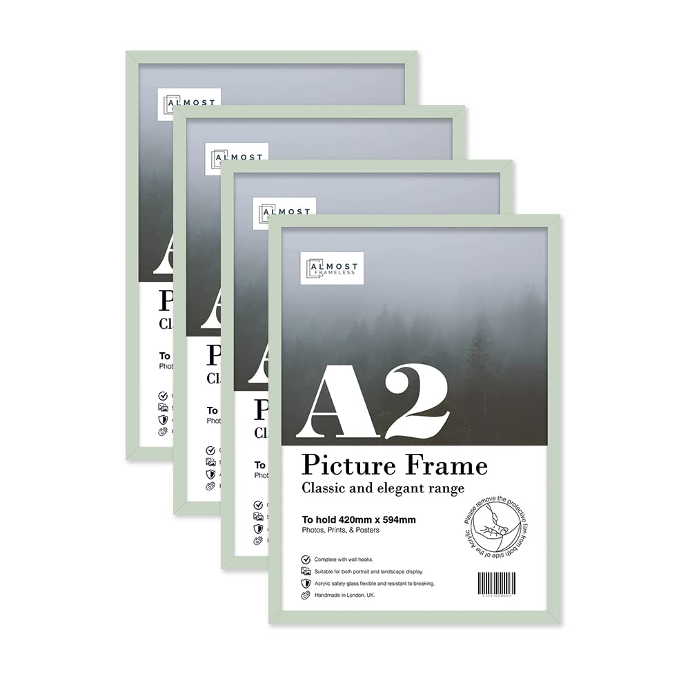 Almost Frameless A2 Mint Green Picture Frame Set of 4, Display A2 Picture Gallery Wall, Poster, Photo, Artwork, or Print, Mint Green — image 1