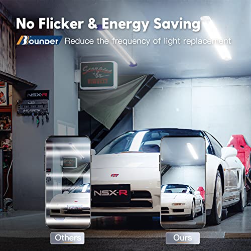 Image of BBOUNDER 4 Pack Linkable LED Utility Shop Light, 4400 LM, Super Bright 6500K Cool Daylight, 4 FT, 48 Inch Integrated Fixture for Garage, 40W Equivalent 250W, Surface + Suspension Mount, White
