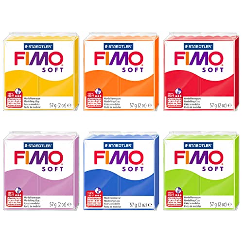 Fimo Soft Polymer Oven Modelling Clay - 57g - Set of 6 Colours - Spring Tones