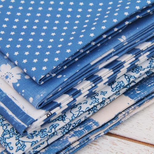 Threadart Vintage Medium Blue Stars Cotton Quilting Fabric - 3 Yard Cut — view 3