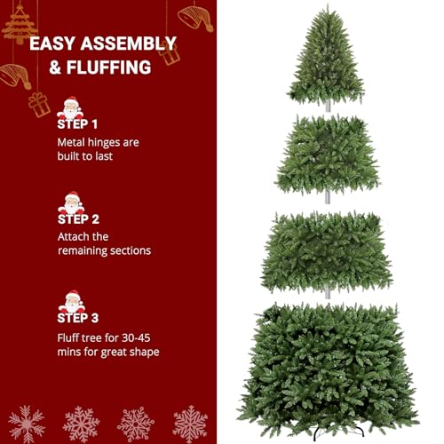 9Zh&K JR-SDS-16-10FT5090 10Ft Pre-Lit 1200 Led Lights 10 Modes Color Changing Christmas Pine Tree thumb #3