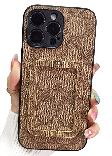 SAETMAHA Design for iPhone 14 Pro Max Case Luxury with Stand Foldable,Soft TPU + PU Leather Camera Protection Girly Women Case Compatible with iPhone 14 Pro Max (6.7 inch)-Brown