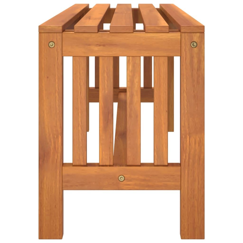 Ławka ogrodowa z litego drewna eukaliptusowego, 110 cm, ławka do siedzenia z litego drewna ze stelażem, drewniana ławka do ogrodu, na taras, balkon, obciążenie do 110 kg