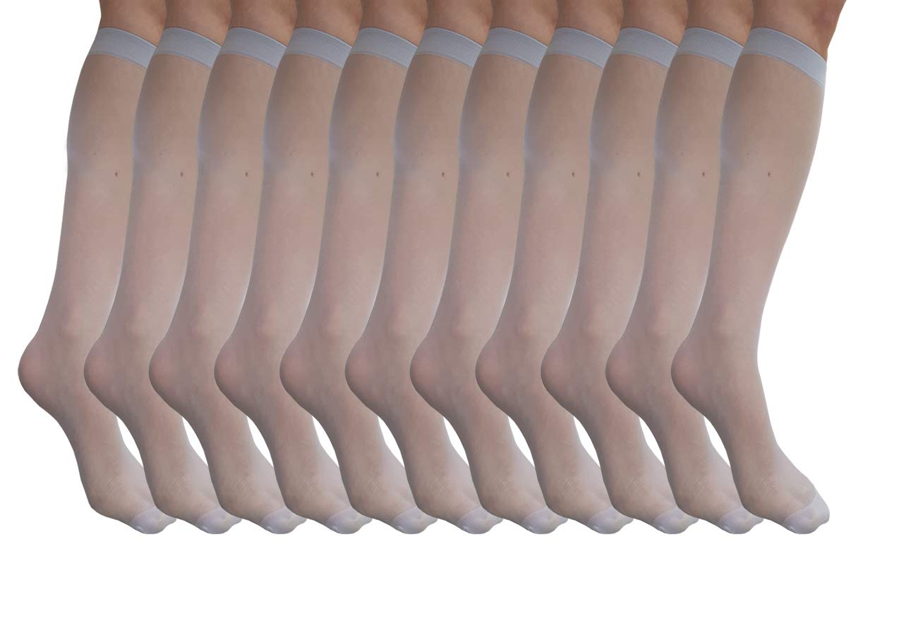 Endingshop 10 Pairs Sheer Knee High Stockings Compression Pantyhose for Women