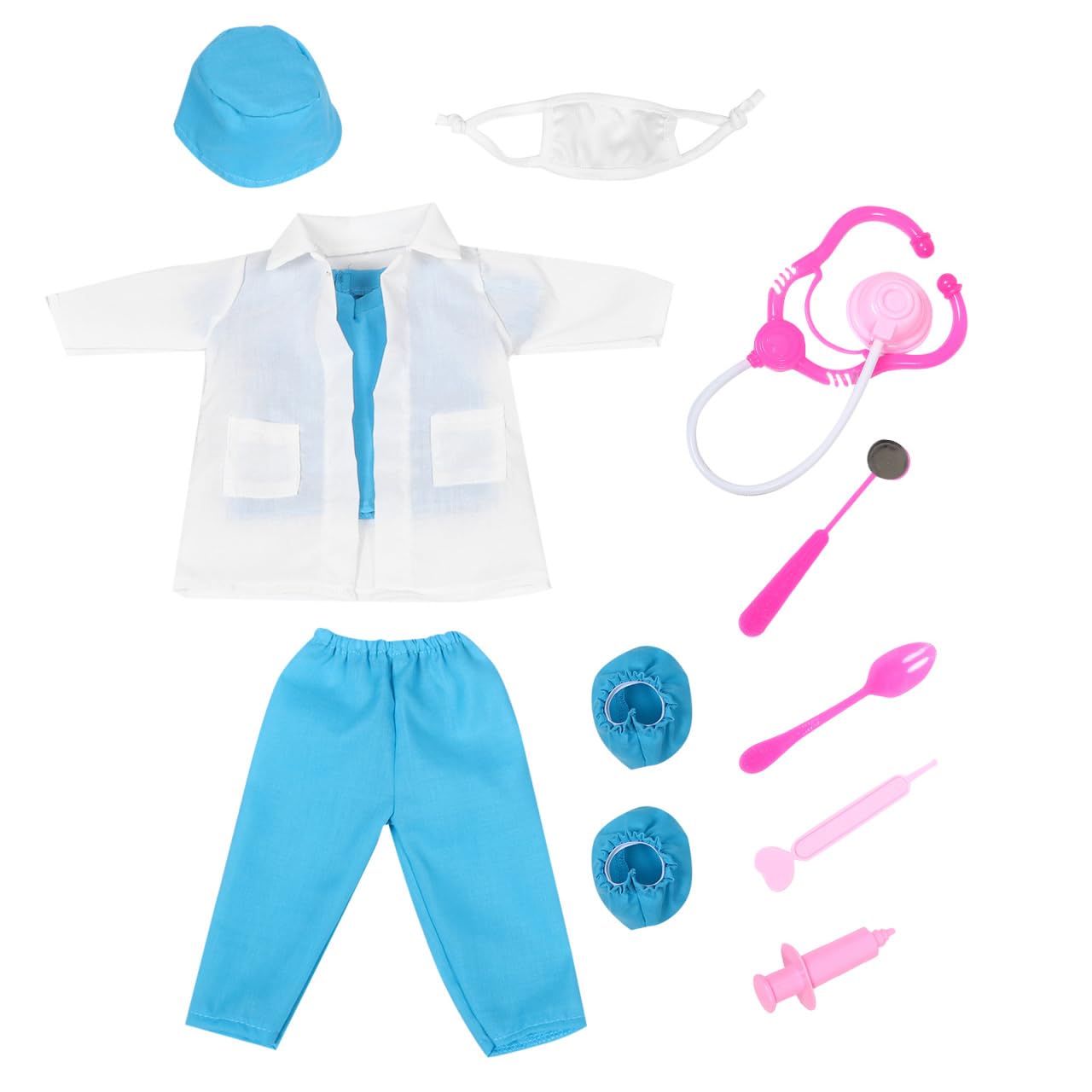 ibasenice 18-Inch Doll Nurse Doctor Costume Set including Mini Tools Pretend Play Accessories for American Dolls Role-Playing Medical Kit for Kids