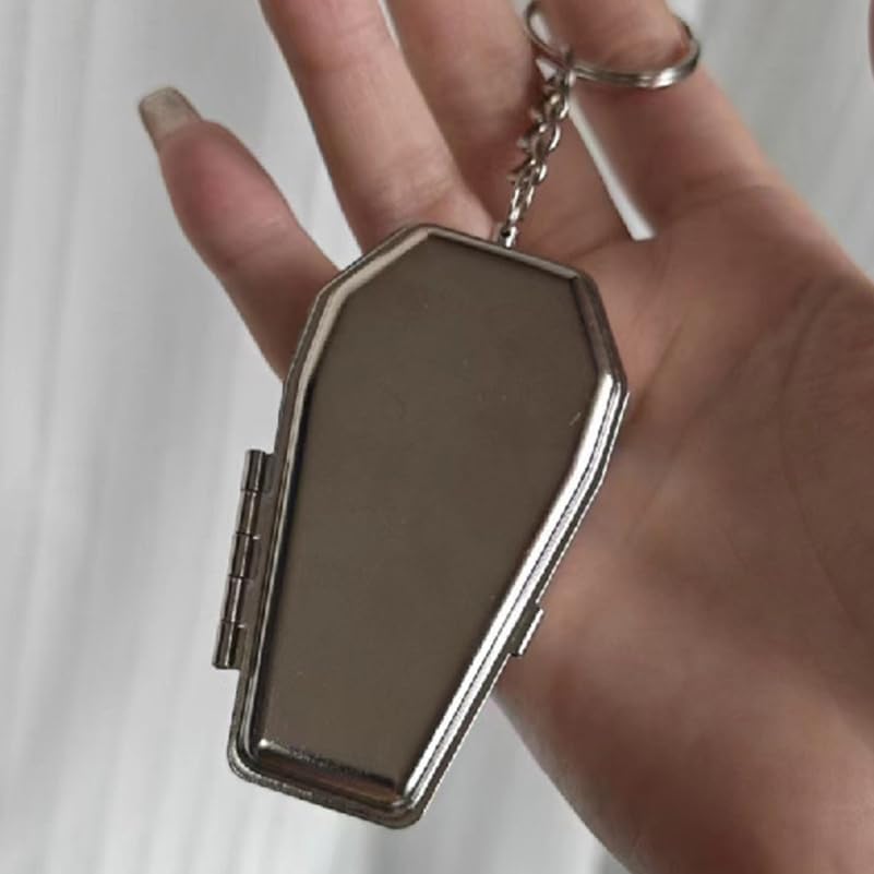 Miniatura 6 de EXCEART Llavero de cenicero de ataúd de Halloween novedoso ataúd llaveros portátil cenicero llavero anillos bolsa coche gótico