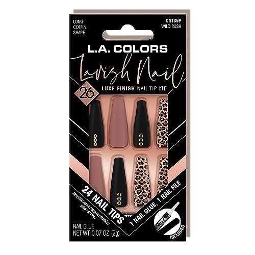 Image of L.A. COLORS 26PC Lavish Nail Tips W /Glue, Wild Rush (Coffin) (Carded) CNT359