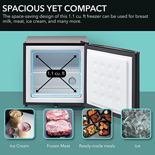 Image of Whynter Upright Small Freezer Mini Freezer with Lock for Bedrooms, Dorms, Garages, Offices CUF-110B, Black Energy Star, 1.1 Cu Ft