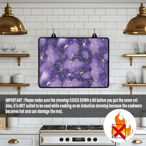 Image of Marble Purple Stovetop Covers for Electric Stove Anti-Scratch Kitchen Countertop Cover Anti-scalding Oven Mat 30 inchx21 inch Non-Slip Kitchen Counter Stove Protector Pad