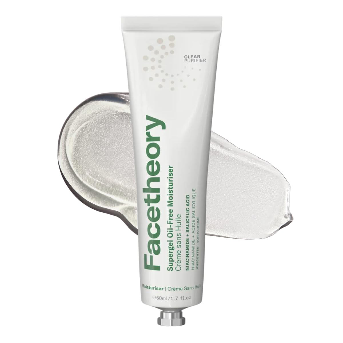 facetheory Supergel Oil-Free Face Moisturiser - Clean, Hydrating Gel Moisturiser - Hydrating Facial Moisturiser for Oily/Combination Skin, Blemishes & Uneven Tone (50 ml)
