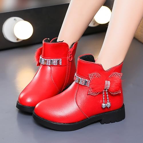 Girls Dress Boots Kids Toddler Cute Rhinestone Bowknot Princess Boots Warm Shoes Fashion Side Zipper Ankle Boots3