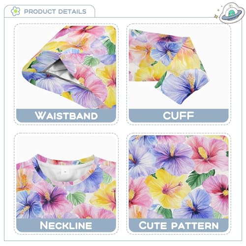 JUNZAN Hibiscus Syriacus Summer Flowers Little Kids Sweatshirts Hoodies Long Sleeve Tops Clothing Shirts Party 4T3