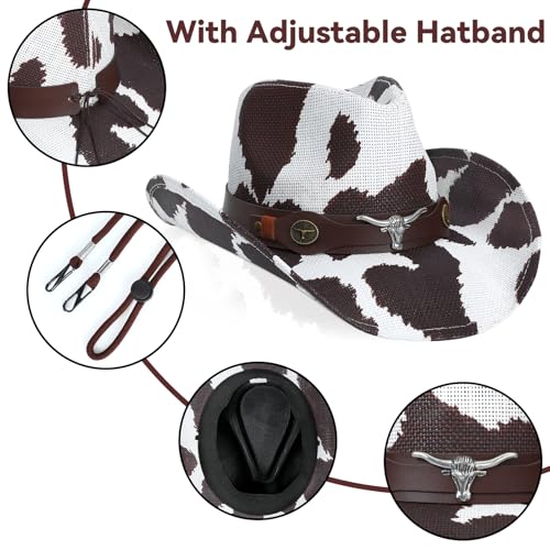 Image of WQWOVRVO Cowboy Hat,Cowgirl Hat,Western Cowboy Hats for Women /Mens /Straw Wide with Shapeable Brim Cowboy Hat for Womens