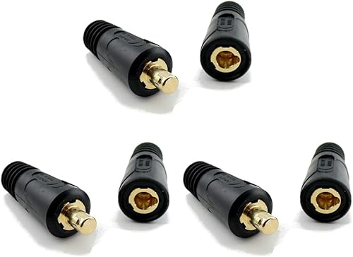 WeldingCity 3 paquetes de conectores aislados tipo dinse (machohembra) para cable de soldadura AWG #6-#3 (0.630-0.984in)  Paquete de 3 pares