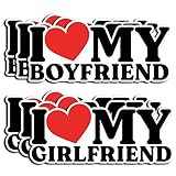 Pack 6PCS I Heart My Girlfriend Boyfriend Sticker Funny Couple Waterproof Vinyl...