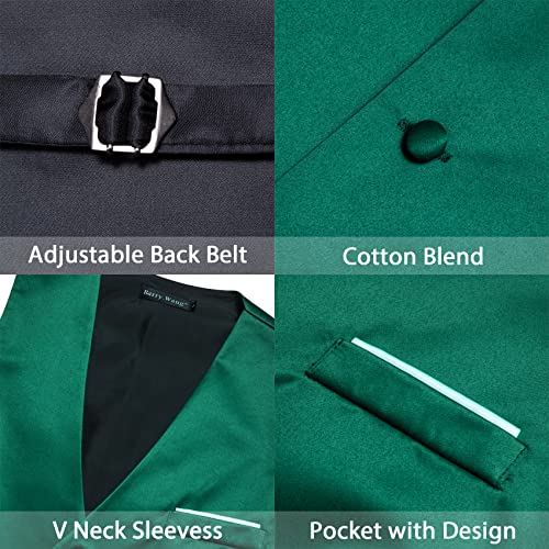 Image of Barry.Wang Vest for Men Business /Leisure Dress Suit Vests V-neck 2 Pockets Wedding Party Tuxedo Satin Waistcoat