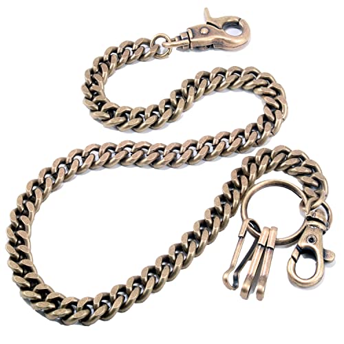 Double K Simple Strong Pocket Keychain with Both Ends Lobster Clasps and Extra Ring Keychain Wallet Chain (20inch) (CS150 BRONZE)