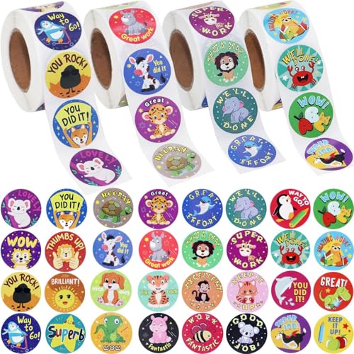 Image of 1000pcs Watercolor Mix Animal Stickers, Round Mix Animals Adhesive Sticker for Small Business Wedding Supplies Packing Stickers Gift Wrap (2, Mix Animal)