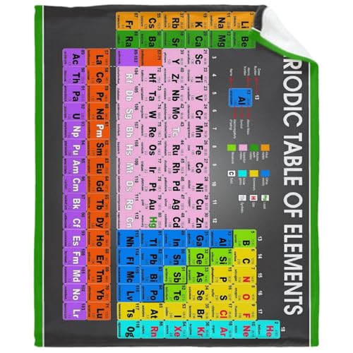 Anuruddha Manta de tabla periódica de elementos perfecta para cama y sofá, adecuada para sofá o camas, mullida, cálida y acogedora, franela de microfibra, ligera, mediana (60 x 50 pulgadas)