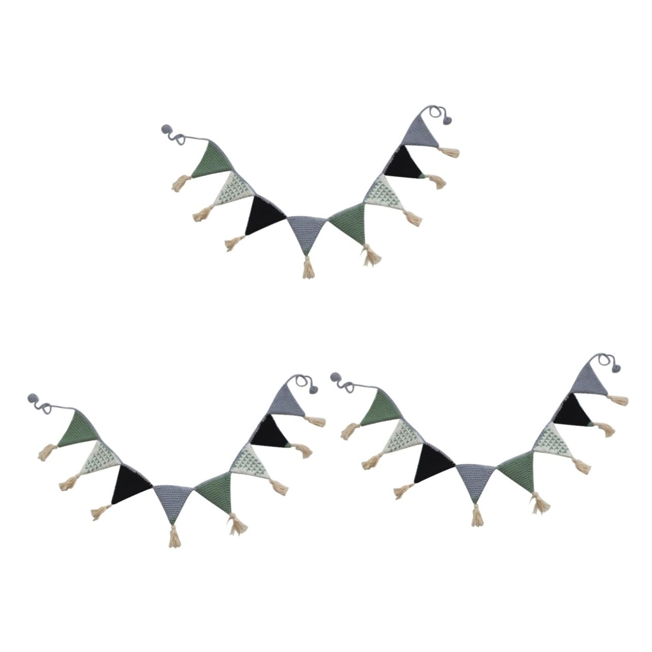 Toyvian 3 Piezas De Decoración De Entrada Decoración De Entrada Banderines Triangulares Banderines De Algodón De Ganchillo Banderines Colgantes para Fiestas Banderines Guirnaldas