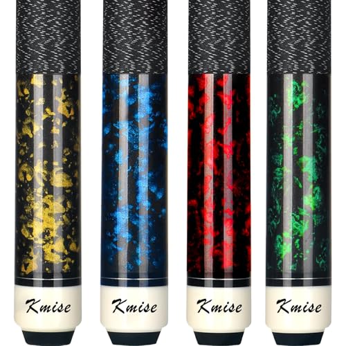 Kmise Billard Queue-Set 147cm 1821 oz Professionelles Billardqueue aus kanadischem Ahorn Neuer verbesserter Griff 4 Farben optional (18-21oz (Rot Grün Blau Gelb))