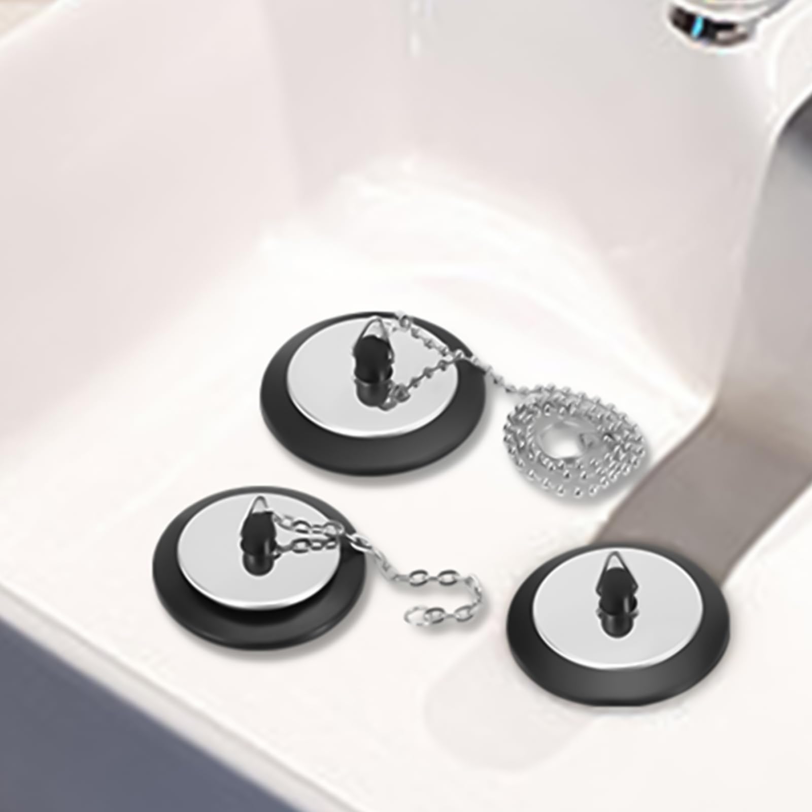 Upgrades Sink Stoppers Set Rubber Drain Plugs With Hand Hook Simple Installation Suitable For Kitchen & Bathroom Sinks