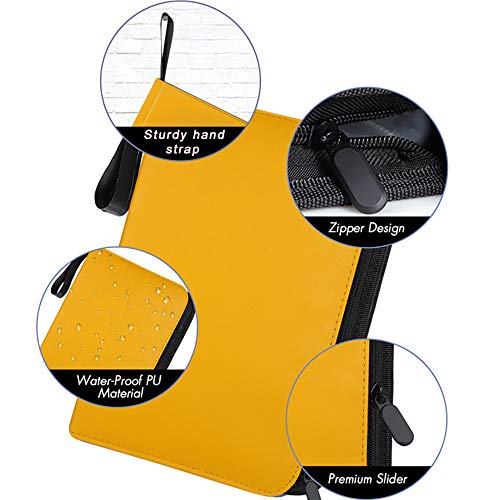 400 Pockets Trading Card Binder With 50 Removable Sleeves, Baseball Card Sleeves 3-Ring Card Collector Album Holder Card Binder Protector Fit For Sports Standard Size Cards, Yu-Gi-Oh, Mtg (Yellow) #TOP1